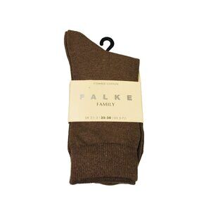 FALKE Family Ladies Crew Socks US 5-7 1/2" Taupe Combed Cotton